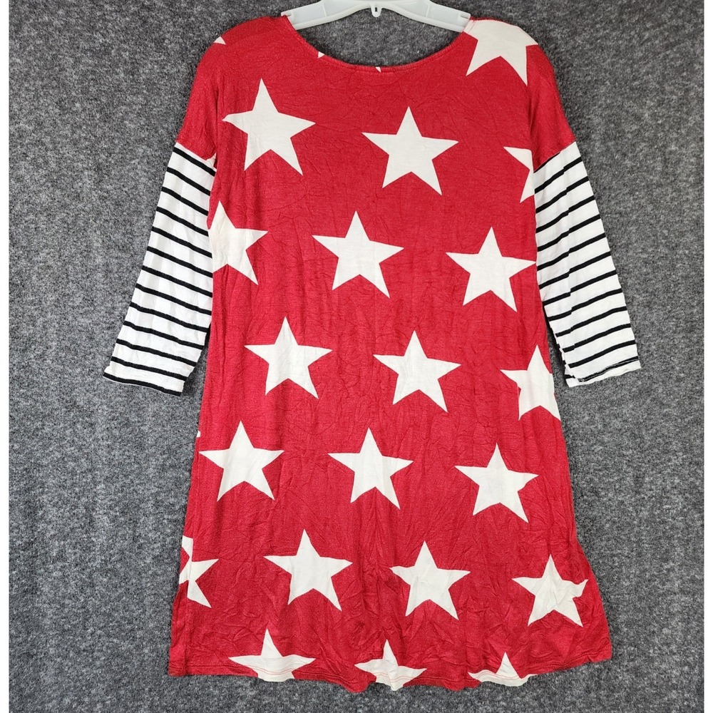 12PM by Mon Ami Tunic Dress Womens S Red Stars Stripes Americana EUC